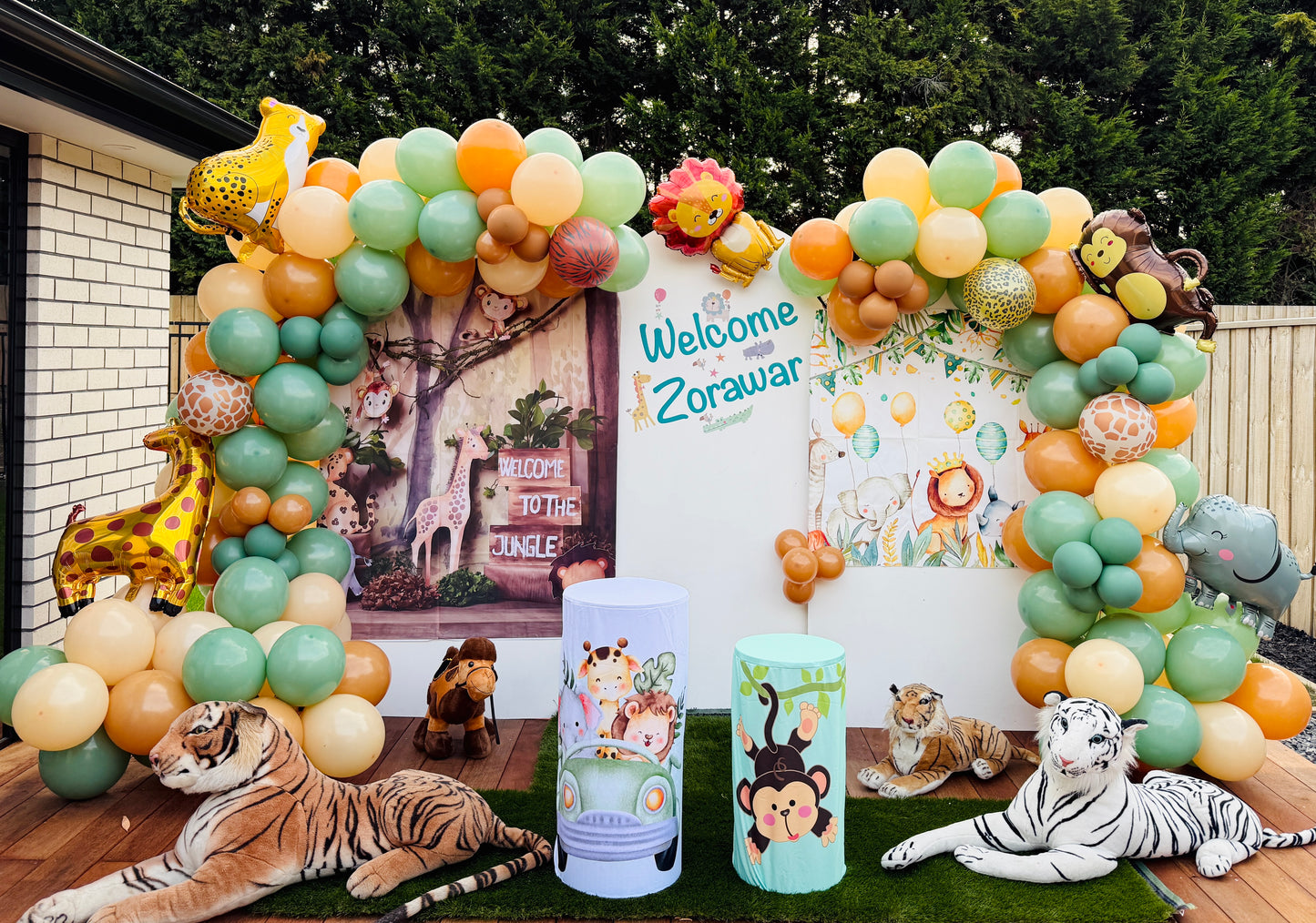 Set of 3 tigers for hire for jungle or safari theme birthday