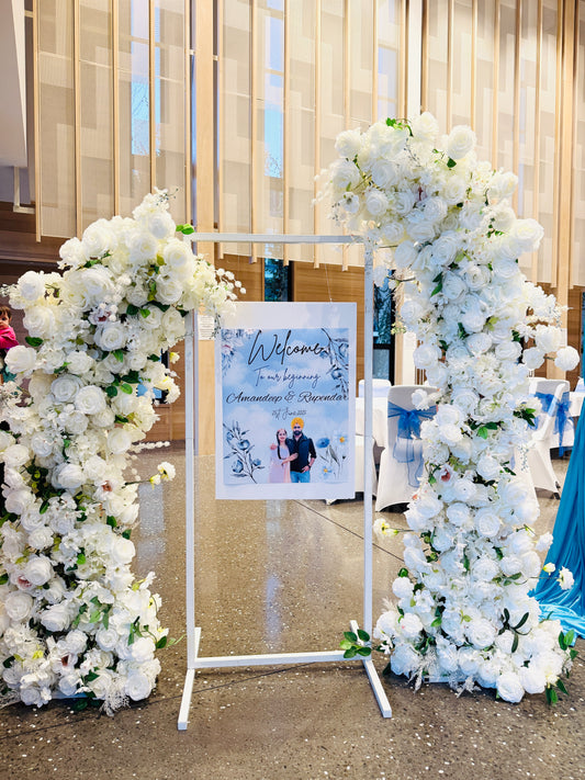 Welcome Poster on White Metal Frame – Stylish Entrance Signage for Any Event